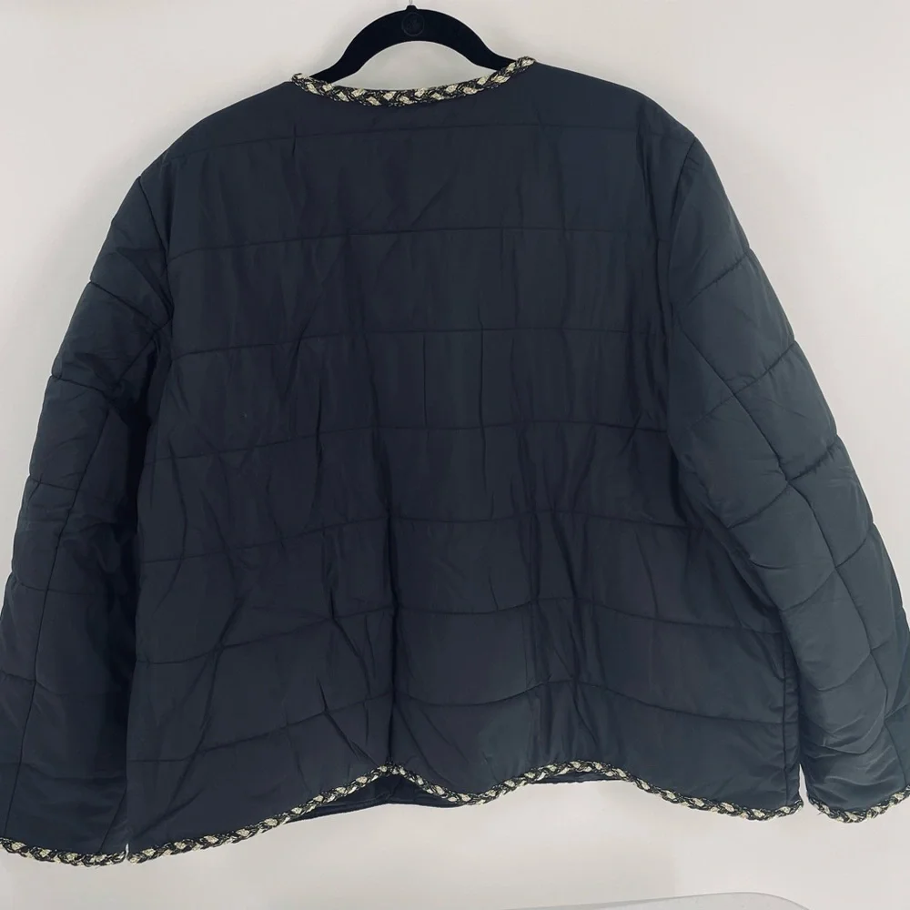 NWT Chico's Black Tweed Gold Trim
Hardware Nylon Quilted Jacket Winter Gift - Picture 7 of 12